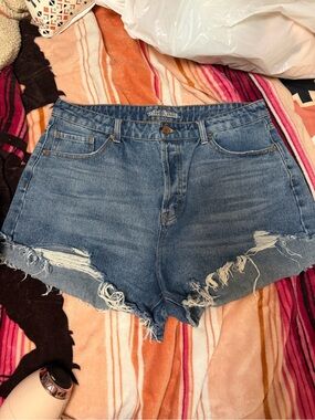 wild fable Medium Blue Distressed High-Rise Jean Shorts